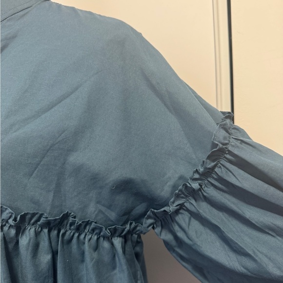 MNG Mango Oversized Ruffle Tunic Teal - Picture 7 of 11